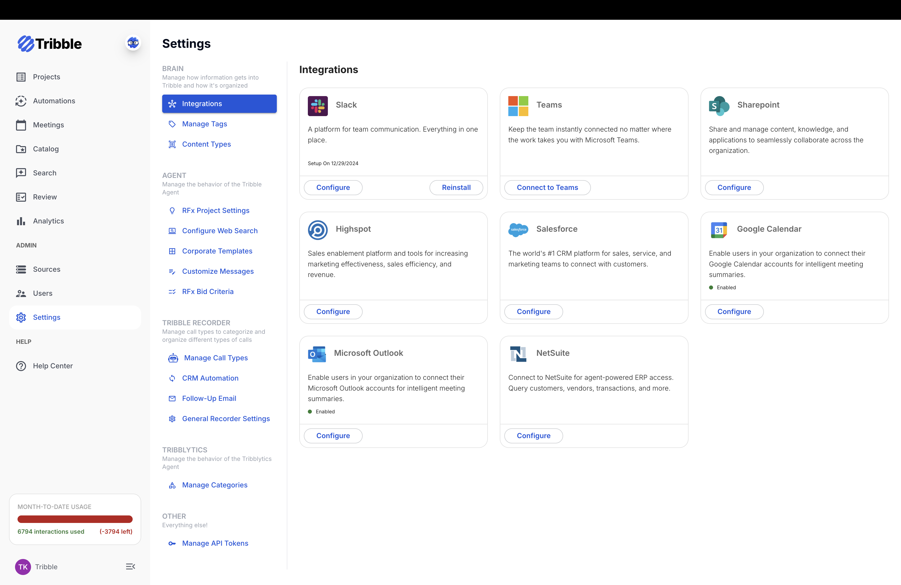 Integration Grid/Map — Integrations